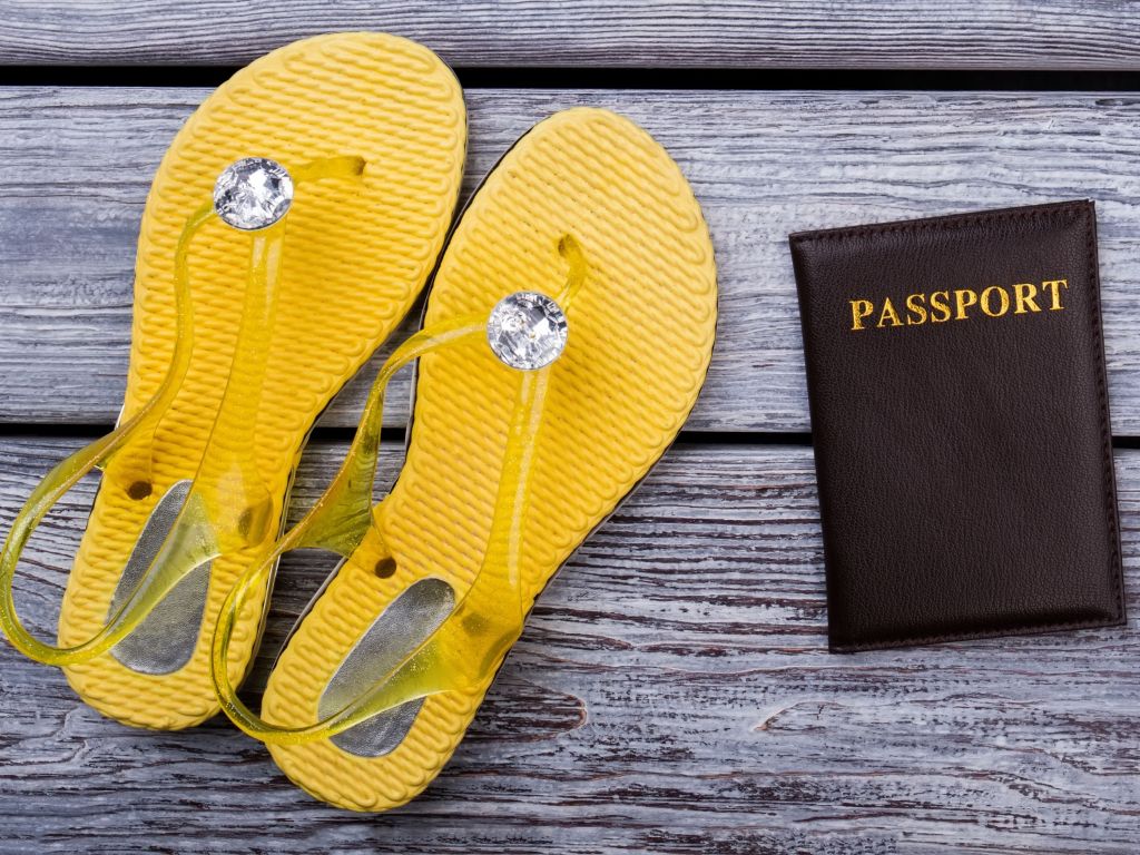 Sandals and a passport.